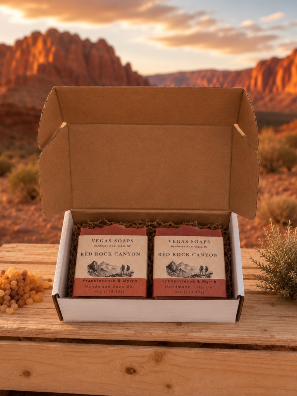 Vegas Soaps Red Rock Canyon Handmade Soap Bars Set Of Two Frankincense & Myrrh